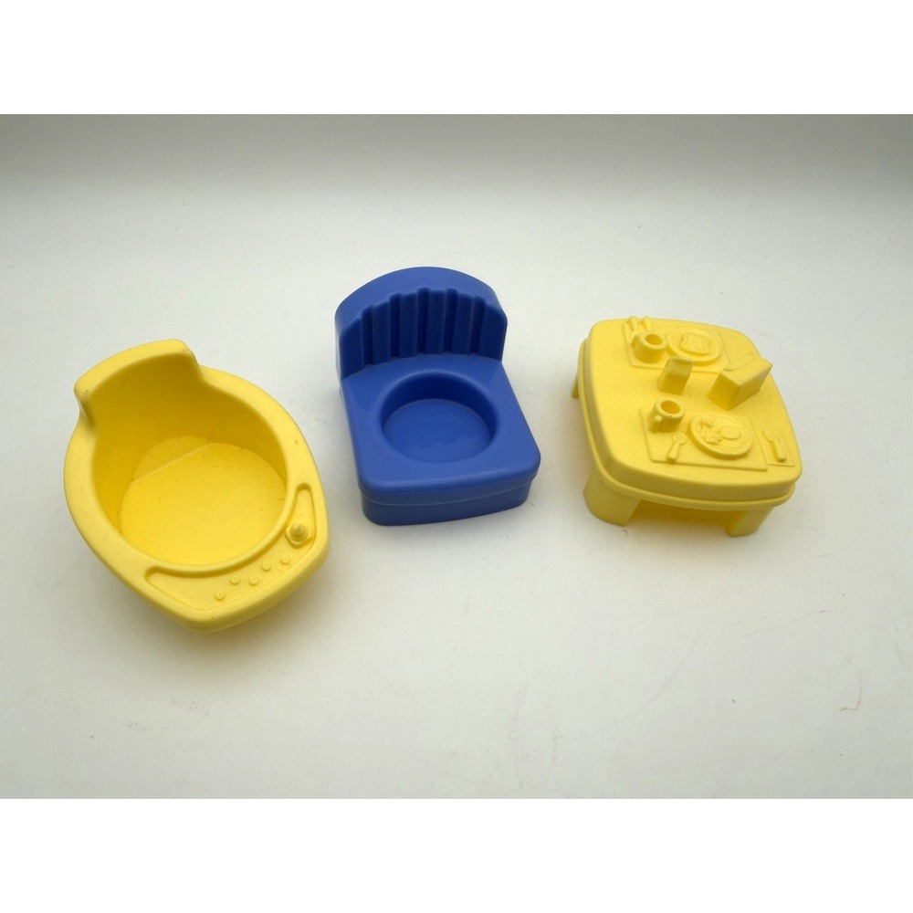 FISHER PRICE LITTLE PEOPLE DOLLHOUSE DINNER TABLE FOOD SETTING FURNITURE LOT